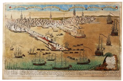 A View of the Town of Boston in New England and British Ships of War Landing Their Troops by Paul Revere